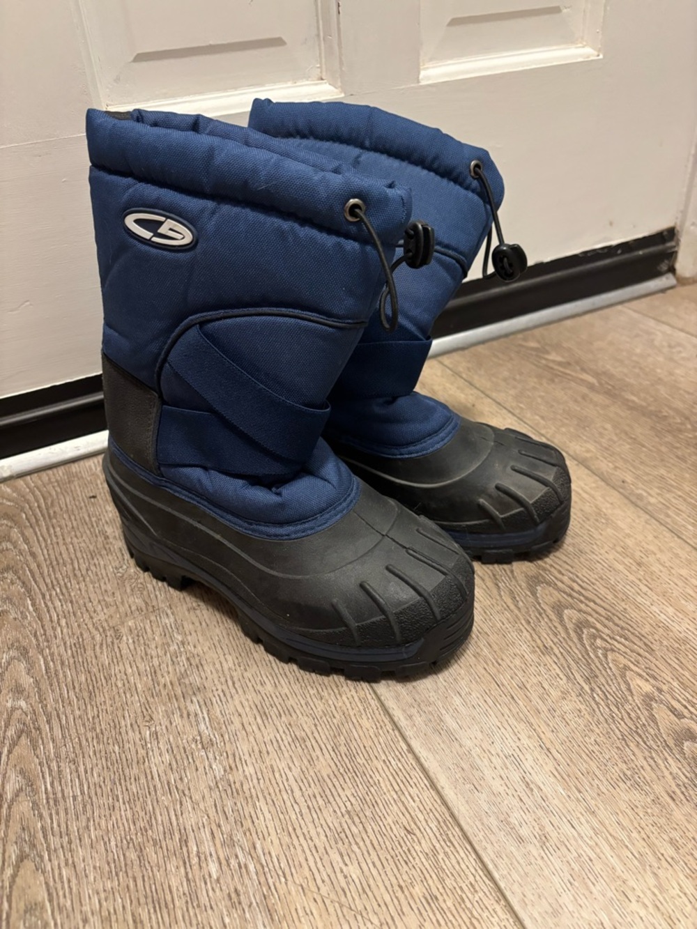 Kids Navy Winter Snow Boots with Drawstring